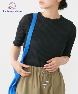 Tシャツ カットソー レディース ぽこぽこメロウシアーチュール トップス Le temps riche オフ/ライトグリーン/黒 LL ニッセン nissen