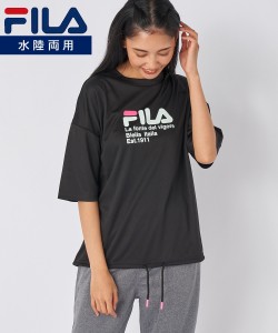 FILA 水着 レディース 水陸両用ロゴ入りラッシュ Tシャツ 223-730 223-730-0 サーモンピンク/ブラック/ホワイト S/M/L/LL ニッセン nisse