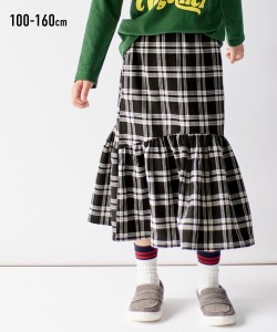 子供服 キュロット スカート キッズ 先染めチェックティアード 女の子 ジュニア服 ブラック/レッド 身長140/150/160cm ボトムス ガールズ