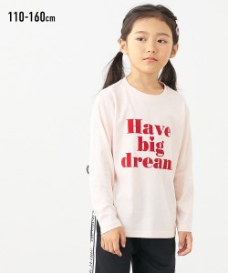 Tシャツ カットソー キッズ 綿100％ フロッキー プリント 女の子 子供服 ジュニア服 アイボリー/ピンク 身長140/150/160cm ニッセン niss