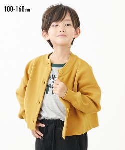 キッズ ショート 丈 ニット カーディガン 子供服 男の子 女の子 ジュニア服 冬 イエロー/ブラック 身長140/150/160cm ニッセン nissen