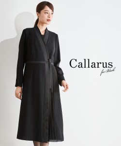 【喪服・礼服】Callarus 防しわ北陸ジャガード切替重ね着風デザインプリーツワンピース   ニッセン nissen