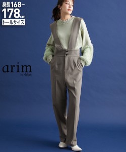 パンツ サロペット トールサイズ レディース 高身長 千鳥柄サロペットワイド arim ブラウン系千鳥柄/ベージュ系千鳥柄 M/L ニッセン niss