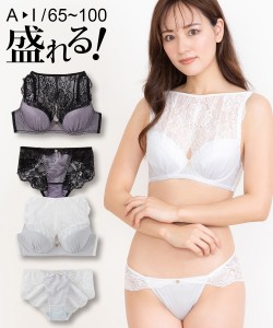 ブラジャー ショーツ セット レディース 背中魅せ 総 レース デザイン  ブラショーツ 女性 インナー パンツ パンティ オフホワイト/ブラ