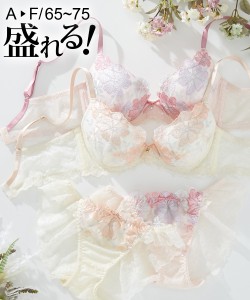 ブラジャー ショーツ セット レディース 脇高ミルキーフラワー 総 レース  ブラショーツ 女性 インナー パンツ パンティ E65_M〜F75_L ニ