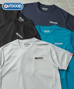 OUTDOOR Tシャツ カットソー メンズ 吸汗速乾 メッシュ ワンポイント 半袖 クルーネックTシャツアウトドアプロダクツ 夏  トップス グレ