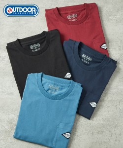 OUTDOOR Tシャツ カットソー メンズ 綿100％ ポケット付き 半袖 クルーネックTシャツアウトドアプロダクツ  トップス ネイビー/ブラック/