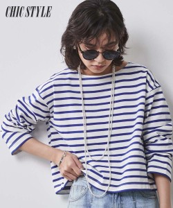 Tシャツ カットソー 大きいサイズ レディース クロップド丈ボーダー シックス タイル L/LL/3L/4L/5L ニッセン nissen