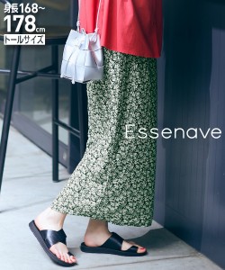 ロングスカート トールサイズ レディース 高身長 小花柄 ロング スカート Essenave  マキシスカート 長め ロンスカ LL/3L/4L/5L ニッセン