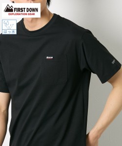 Tシャツ カットソー メンズ はっ水 防汚 ポケット付き 半袖 クルーネックTシャツファーストダウンエクスプロレーションギア  トップス M/