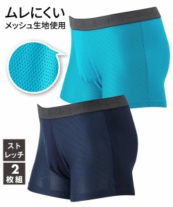 ボクサーパンツ メンズ ムレを軽減 メッシュ使い ストレッチ 前開き 2枚組  インナー 男性下着 M/L/LL ニッセン nissen