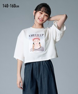 Tシャツ 子供服 キッズ ビジュー付き プリント  トップス カットソー 140/150/160 ニッセン nissen