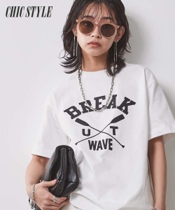 Tシャツ カットソー 大きいサイズ レディース 綿100％ ロゴ プリント シックス タイル L/LL/3L/4L/5L ニッセン nissen