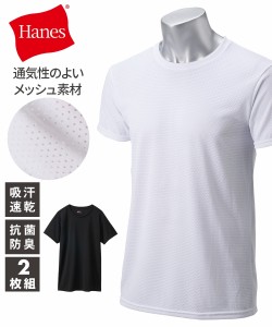 ヘインズ インナー シャツ 半袖 メンズ 抗菌防臭 吸汗速乾 メッシュクルーネック Tシャツ 2枚組 夏  男性 肌着 下着 3L/4L ニッセン niss