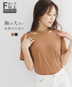 Tシャツ カットソー レディース 大きい胸専用 チョーカーリブ 半袖 M/L ニッセン nissen