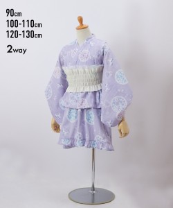 浴衣 子供服 キッズ 2WAY ドレス 上下＋作り帯 サン タイプ  お祭り 花火大会 110 100〜110 /130 120〜130 /90 ニッセン nissen