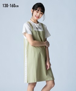 ワンピース 子供服 キッズ レイヤード風脇ロゴテープ  女の子 ガールズ 140/150/160 ニッセン nissen