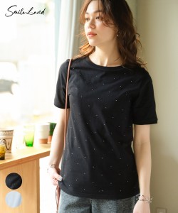 Tシャツ カットソー 大きいサイズ レディース ドットストーンTシャツ L/LL/3L/4L/5L ニッセン nissen