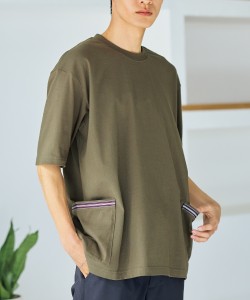 Tシャツ カットソー メンズ 綿100％ オーバーサイズ脇ポケット付Tシャツ  トップス M/L/LL ニッセン nissen