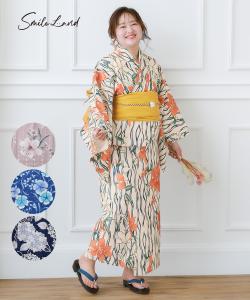 浴衣大きいサイズ 8L〜10L ニッセン ニッセン 浴衣 大きいサイズ レディース 綿100％ デニム 花柄