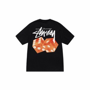 stussy ステューシーサイコロプリント丸首tシャツ夏ゆるいカジュアル綿半袖上着男女兼用