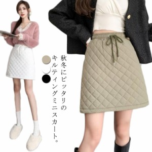 膝上 秋冬 Aライン ミニスカート キルティンスカート レディース 中綿スカート M 冬服 キルティン 暖かい きれいめ 可愛い 大きいサイズ 