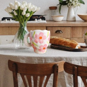 セラミックコーヒーマグカップ朝食ジュースミルクウォーターカップギフトピンクの花