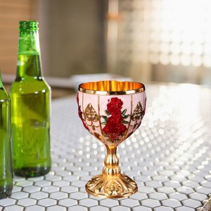ワインゴブレットワインエンボスカップエレガントカップガラスコップウェアゴールドレッド