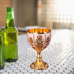 ワインゴブレットワインエンボスカップエレガントカップガラスコップピンクゴールド