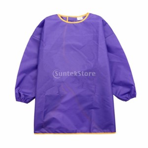 子供服 エプロン 防水 通気性 3サイズ6色選ぶ - 紫 , L