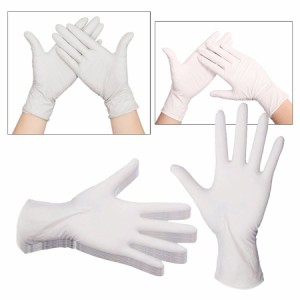 10個の強力なニトリル手袋パウダーフリーペットケア保護手袋ホワイトL