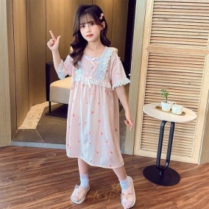 子供パジャマ ネグリジェ 夏 お姫様 姫系 可愛い キッズルームウエア きれいめ 綿パジャマ おしゃれ カジュアル 寝巻き 部屋着