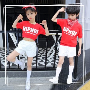 キッズ ダンス衣装 韓国 チアダンス 子供  チア セットアップ ヒップホップ 女の子 男の子 シャツ 半袖 トップス パンツ ジャズダンス 練