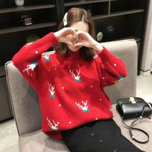 レディース セーター ニット クリスマス 秋冬 サンタ服 長袖 韓国 女性 大人 可愛い 学生さん 暖かい ボア 保暖 パーティ 20代 30代 40代