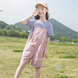 子供服 セットアップ キッズ 女の子 夏 上下セット 2点セット Tシャツ 半袖 ハーフパンツ 半ズボン サロペット 子ども服 ジュニア おしゃ