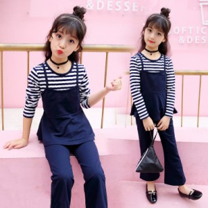 子供服 ジャージ  上下セット  スウェット2点セット Tシャツ 重ね着 パンツ女の子 可愛い キッズ ファション春秋服