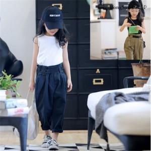 韓国こども服 セットアップ 子供服 上下 2点セットノースリーブTシャツ パンツ カジュアルパンツ サルエル 女の子