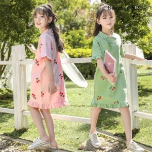子供服 ワンピース 夏 女の子 ミディアムワンピース 半袖 花柄 おしゃれ 韓国風 可愛い 新品 110-160cm