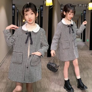 子供服 女の子 子供コート キッズ 秋冬 モッズコート アウター 厚手 チェック柄 冬コート ロングコート キッズコート おしやれ 暖かい 防