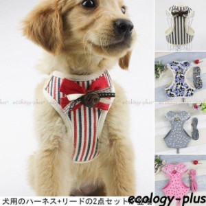 犬服 ハーネスリード ２点セット ドッグウエア 小型犬 ペット服 中型犬 犬用 胴輪 ペット用品 ドッグ服 首輪