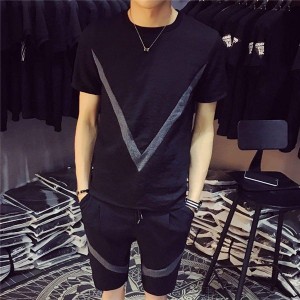 スウェット メンズ 上下 Tシャツ 半袖 クルーネック Vデザイン おもしろい オシャレ ショートパンツ スキニー セットアップ スポーツウェ