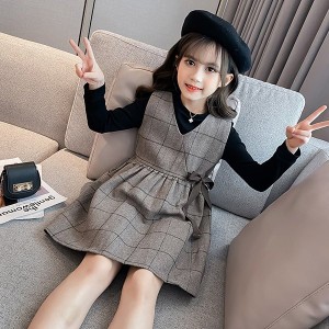 ワンピース キッズ 長袖 子供服 女の子 春秋 キッズワンピース 長袖ワンピース チェック柄 子供ドレス お姫様 ジュニア おしゃれ 可愛い 