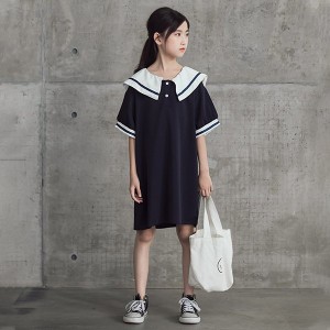 ワンピース キッズ 子供服 女の子 夏 キッズワンピース ポロワンピース 半袖 折り襟 子供ドレス ジュニア お姫様 おしゃれ 可愛い カジュ