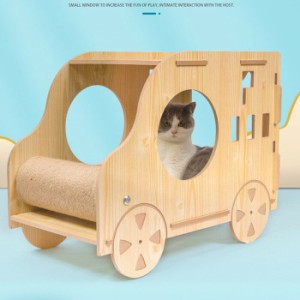 ペットベッド ペットハウス 猫 ペット用品 車 木製 遊び くつろぎ 爪とぎ シンプル デザイン