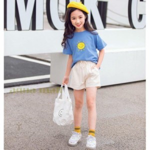 子供服 セットアップ 夏 韓国子供服 女の子 ジュニア キッズ 上下セット 2点セット 半袖 Tシャツ 薄手 ハーフパンツ おしゃれ 可愛い 通