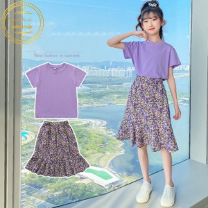 子供服 セットアップ キッズ 女の子 ショーツ 韓国子供服 おしゃれ 上下セット 2点セット トップス 半袖 Tシャツ スカート かわいい 春夏