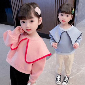 韓国子供服 トップス パーカー 女の子 幼児 可愛い 秋服 丸首 長袖 大ラペル キッズ ガールズ パーカー カジュアル ファッション 姉妹 秋