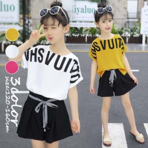 子供服 セットアップ キッズ 女の子 夏 ボートネック トップス パンツ 2点セット 上下セット ドルマンスリーブ 子ども服 ジュニア 通学着