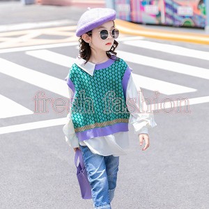 ブラウス キッズ 子供服 女の子 春服 シャツ トップス 長袖 セーター 韓国子供服 ジュニア ベビー服 カジュアル 可愛い おしゃれ お出か