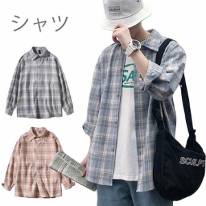 タータンチェック メンズ シャツ 柄シャツ チェック柄 チェックシャツ 長袖 シャツアウター カジュアルシャツ ゆったり ゆるシャツ カジ